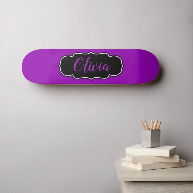 Skateboard Vibrant Gras Violet Filles Personnalisées (Art mural (Horz))