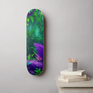 Skateboard Vibrant violet vert Jungle tropicale
