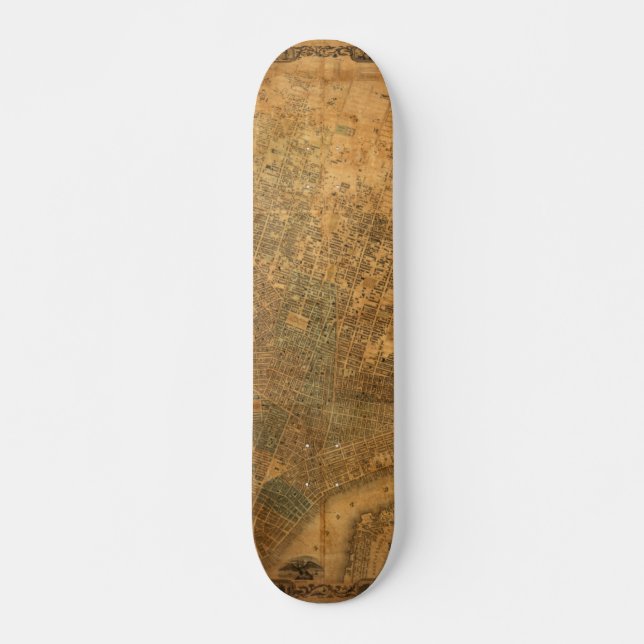 Skateboard Vieille carte de New York City en 1852 (Devant)