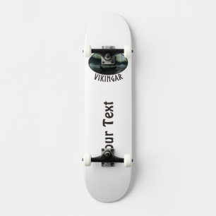 Skateboard Viking Ship And Northern Lights