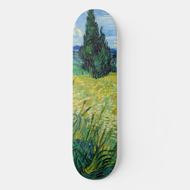 Skateboard Vincent van Gogh - Champ de blé vert avec Cypress (Recto)