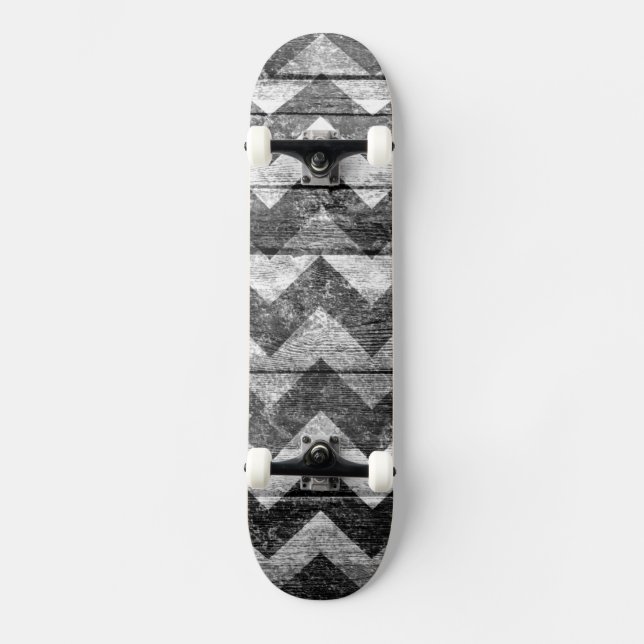 Skateboard Vintage Chevron Wood Abstrait (Recto)