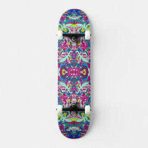 Skateboard Vintage coloré fleuri abstrait