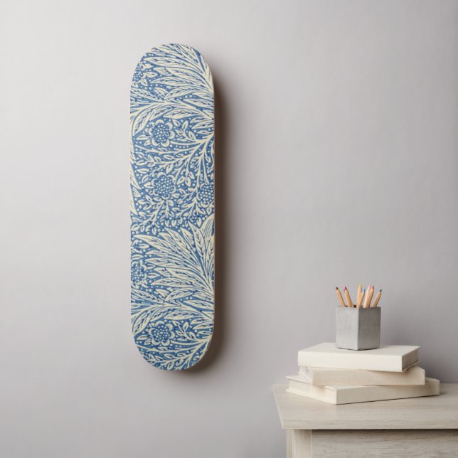 SKATEBOARD VINTAGE FLORAL BLEU (Art mural)