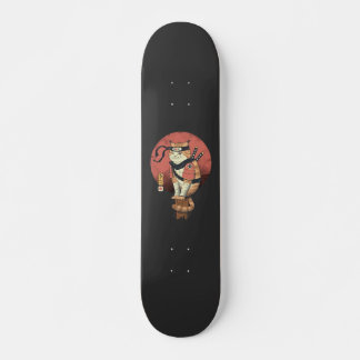 Skateboard Vintage Japonais Retro Sushi Samurai Neko Cat T-Sh