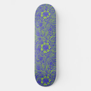 Skateboard Vintage joli bleu citron vert motif floral