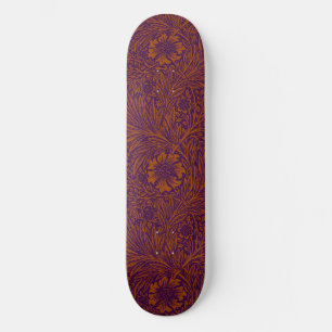 Skateboard Vintage joli orange violet motif floral