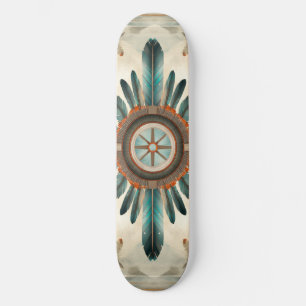Skateboard Vintage Native Feather Retro Dream Catcher Motif