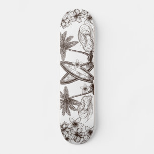 Skateboard Vintage Retro Surf Vibes Palm Trees Hawaii Cali