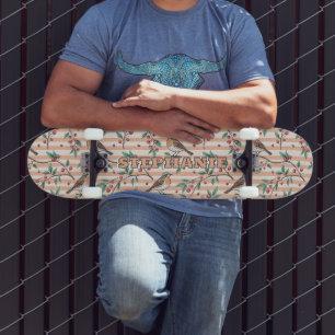 Skateboard Vintage Sakura Cerry Blossom & Bird Aesthétiquemen