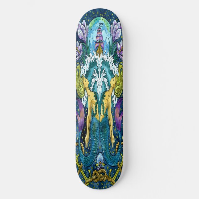 skateboard Vintage Water Mermaid Twins (Front)