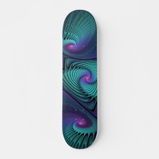Skateboard Violet rencontre Turquoise moderne art fractal abs (Devant)