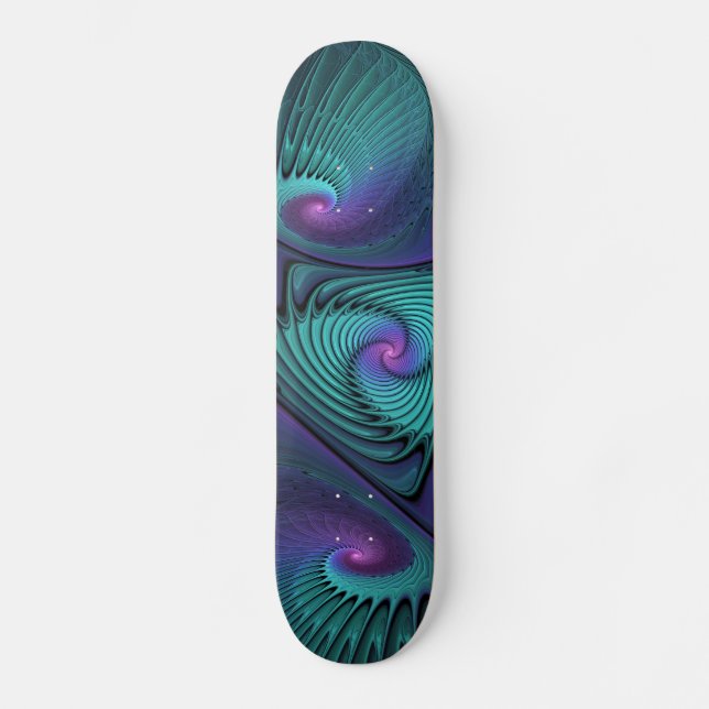 Skateboard Violet rencontre Turquoise moderne art fractal abs (Recto)