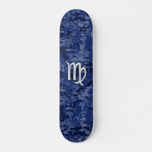 Skateboard Virgo Zodiac Connexion Camouflage numérique bleu