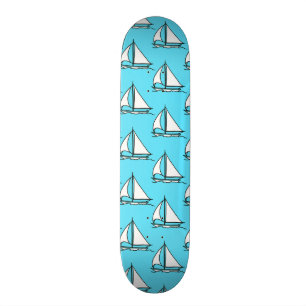 Skateboard Voiliers sur le motif bleu de mer