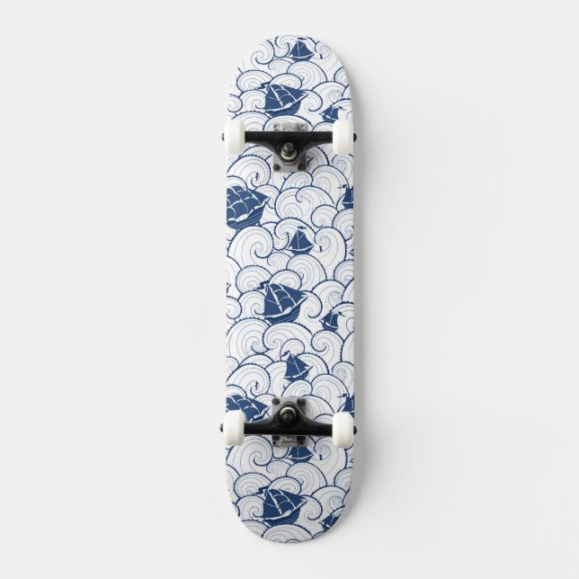 Skateboard Voiliers sur le motif de mer (Recto)