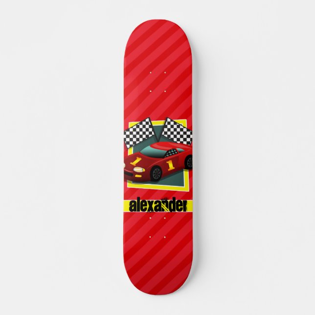 Skateboard Voiture Red Race; Scarlet Red Strips (Devant)