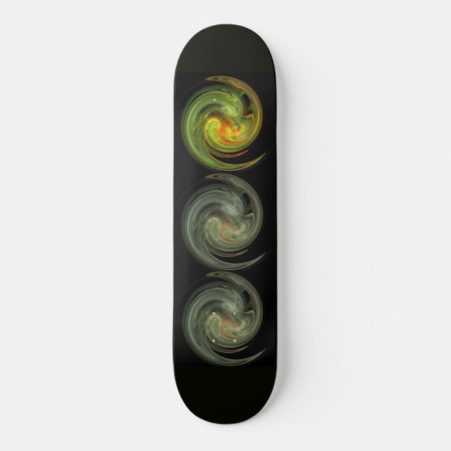 Skateboard VORTEX LUMINEUX, noir jaune gris orange (Recto)
