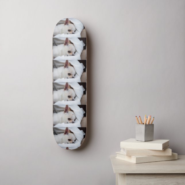Skateboard Votre chiot chien de compagnie photo personnalisée (Art mural)