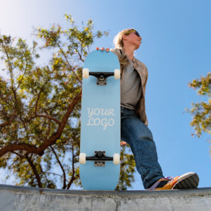Skateboard Votre logo & ombre simple moderne Bleu clair
