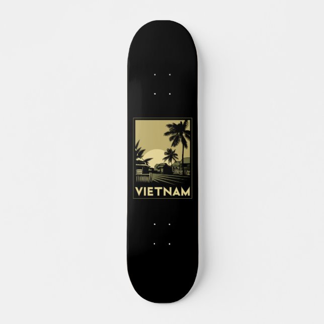 Skateboard voyage d'art déco du Vietnam Asie du Sud-Est rétro (Devant)