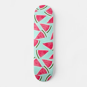 Skateboard Watercolor Pink Green Watermelon Triangles