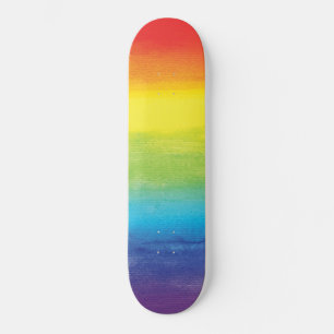 Skateboard Watercolor Rainbow Pride Bright Vibrant