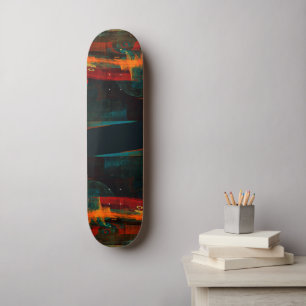 Skateboard Waterfall Orange Red Blue Abstract