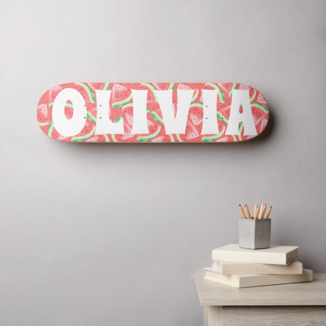 Skateboard watermelon de la vibe d'été sur mesure (Art mural (Horz))