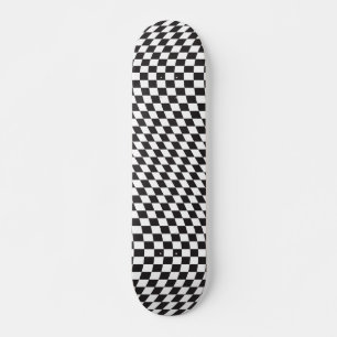 Skateboard Wavy Checkered Black White Checkerboard Pattern