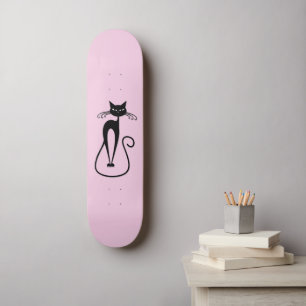 Skateboard Whimsical Skinny Chat noir rose