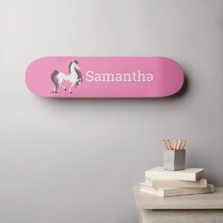 Skateboard White Horse Parties scintillant rose