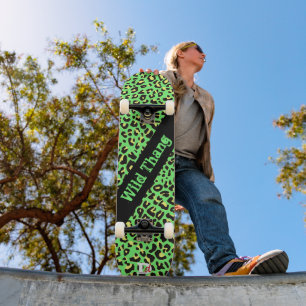 Skateboard Wild Neon Green Empreinte de léopard Dd Marque Ska