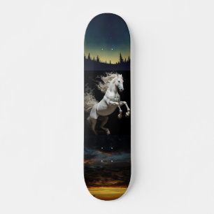 Skateboard Wild White Horse