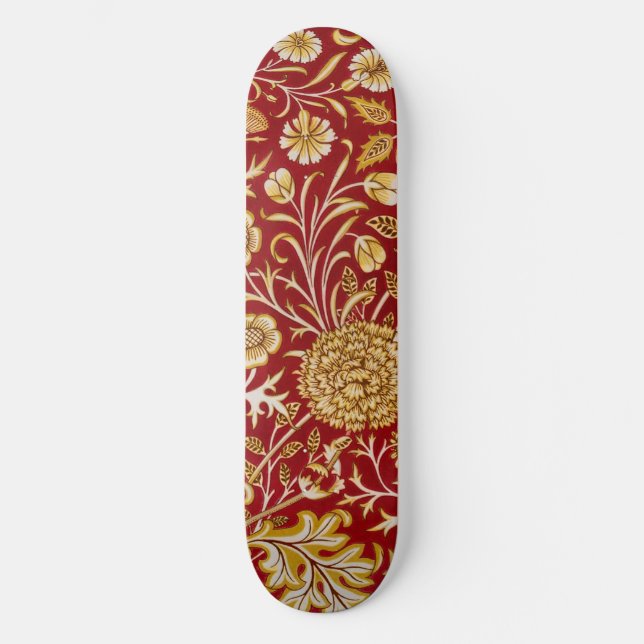 Skateboard William Morris Cherwell Motif Floral Rouge (Recto)