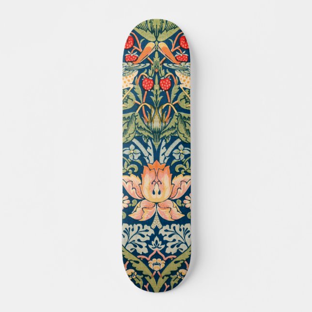 Skateboard William Morris Strawberry Thief Motif floral (Devant)