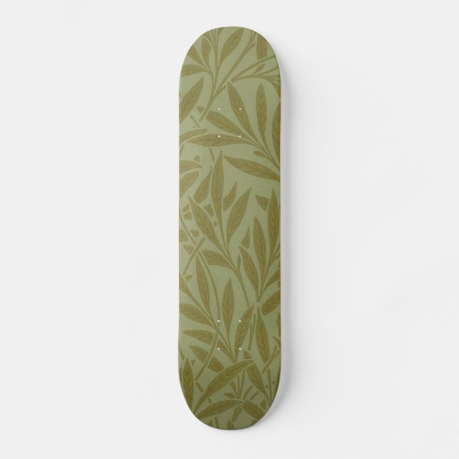 Skateboard William Morris Willow Antique Green Leaf Vine Art (Recto)