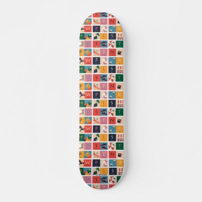 Skateboard Winnie l'Ooh | Motif alphabet de bloc mou (Devant)