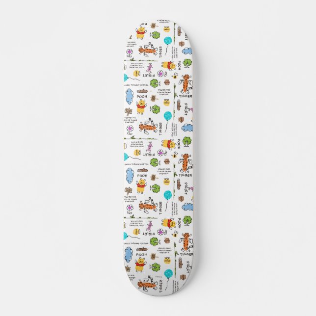 Skateboard Winnie l'Ooh | Motif de croquis Doodle Friends (Devant)