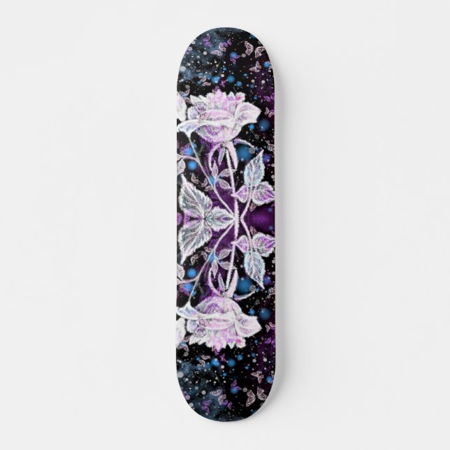 Skateboard Winter Rose and Butterflies (Devant)