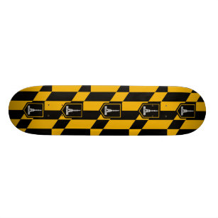 Skateboard with flag of Baltimore, Maryland, USA