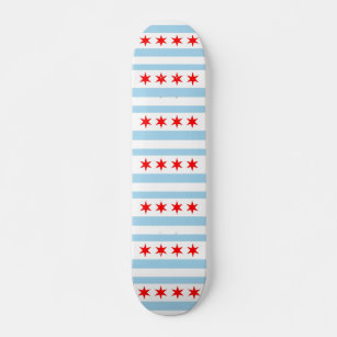 Skateboard with flag of Chicago, Illinois