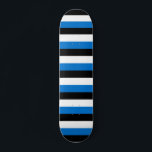Skateboard with flag of Estonia<br><div class="desc">Show off your passion for Estonia and skate culture with this striking skateboard featuring the bold flag of Estonia! Designed for both performance and patriotism, this Estonia-themed skateboard proudly displays the iconic blue, black, and white stripes in a sleek, eye-catching layout. Whether you're cruising the streets, practicing tricks at the...</div>