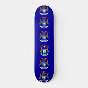 Skateboard with flag of Michigan