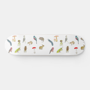 Skateboard with nature illustrations