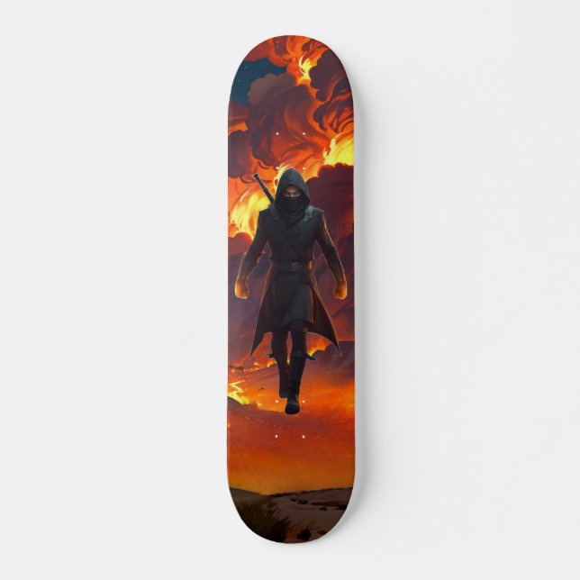Skateboard with Ninja and Fire  (Front)