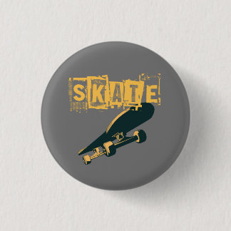 Skateboard with Skate Text 1 Inch Round Button