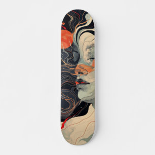Skateboard Woman's Face with Closed Eyes