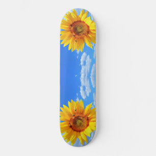 Skateboard Yellow Sunflower and Bees on Blue Sky - Summer