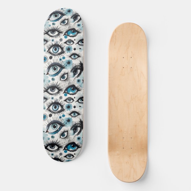 Skateboard Yeux ! Tellement de beaux yeux bleus turquoise (Recto)